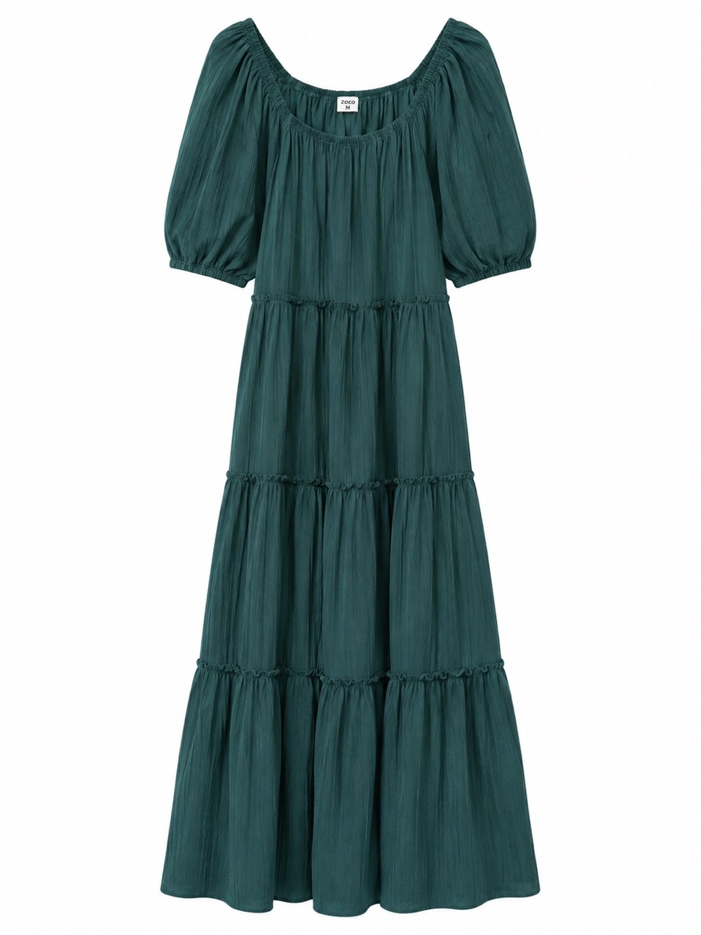 ZOCO Tiered Maxi Dress – Size Medium – Deep Teal / Emerald Green